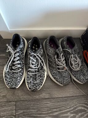 adidas Black and White Knit Athletic Shoes